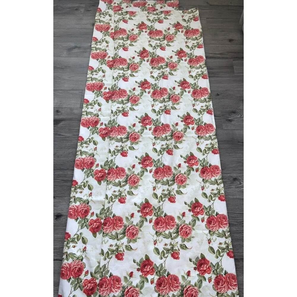 Spoonflower Floral / Red Rose 100% Cotton Curtain Panels 2- 84”X48” New w/o tags
